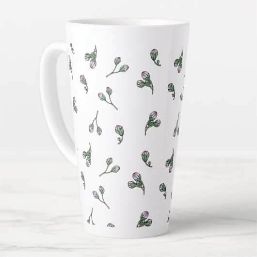 Roze bloemknoppen latte mok (Linkerhoek)