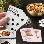 Roze bloemkoe meisje vrijgezellenfeest cadeau pokerkaarten (Insitu)