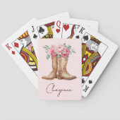 Roze bloemkoe meisje vrijgezellenfeest cadeau pokerkaarten (Achterkant)