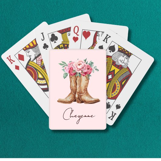 Roze bloemkoe meisje vrijgezellenfeest cadeau pokerkaarten