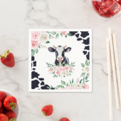 Roze Bloemkoe Verjaardagsfeestje Servet (Insitu)