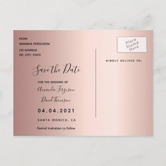 Roze bloemkolen goudgeo bruiloft Bespaar op datum Aankondigingskaart (Achterkant)