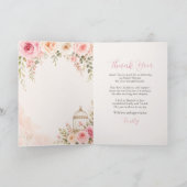Roze bloemkooi bruidsfeest bedankje bedankkaart (Binnen)