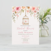 Roze bloemkooi bruiloftfeest kaart (Staand voorkant)