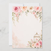 Roze bloemkooi bruiloftfeest kaart (Achterkant)