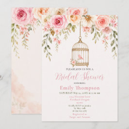 Roze bloemkooi bruiloftfeest kaart