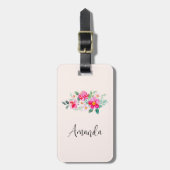  roze bloemkool bagagelabel (Voorkant verticaal)