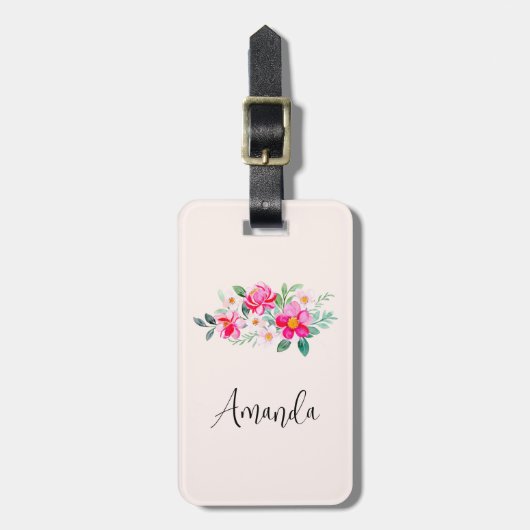  roze bloemkool bagagelabel (Voorkant verticaal)