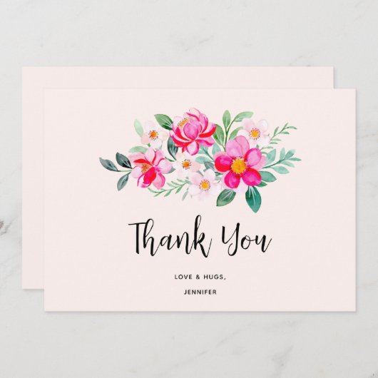 roze bloemkool bedankkaart (Voorkant / Achterkant)