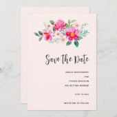  roze bloemkool Bouquet Weddenschap Save The Date (Voorkant / Achterkant)