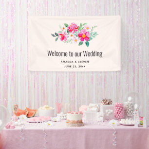 roze bloemkool Bouquet Weddenschap Spandoek