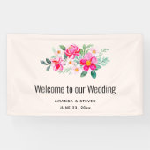 roze bloemkool Bouquet Weddenschap Spandoek (Horizontaal)