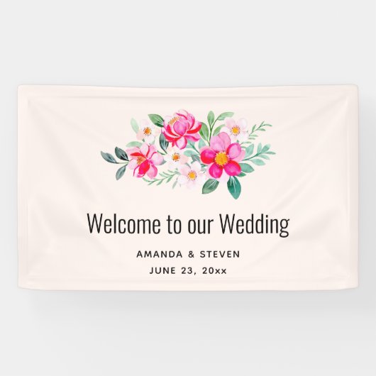 roze bloemkool Bouquet Weddenschap Spandoek (Horizontaal)
