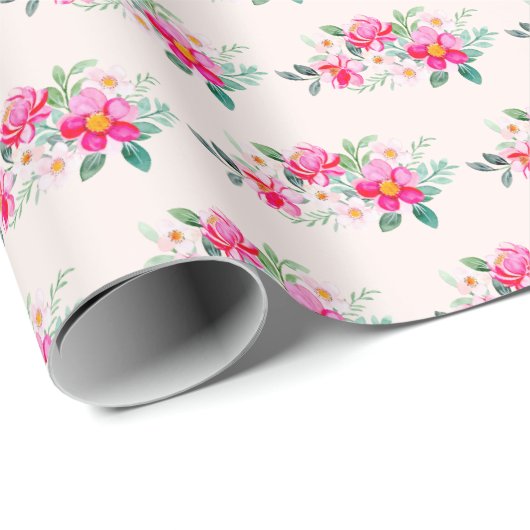  roze bloemkool cadeaupapier (Rol Hoek)