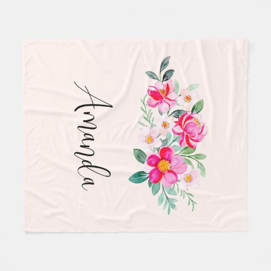  roze bloemkool fleece deken (Voorkant (Horizontaal))