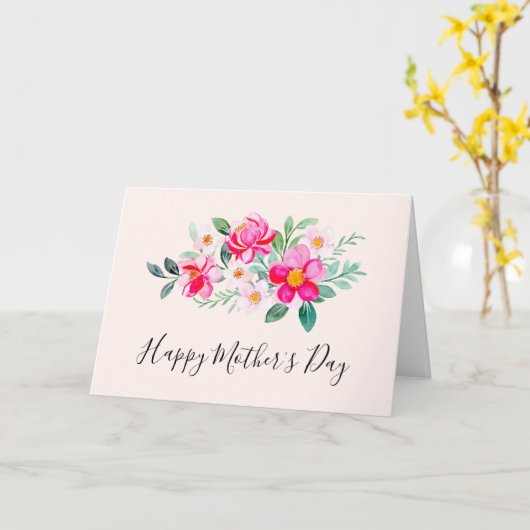 roze bloemkool Moederdag Kaart (Gele Bloem)