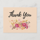 Roze bloemkool op Peach Party Bedankt Briefkaart (Voorkant)