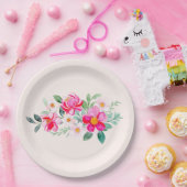  roze bloemkool papieren bordje (Feest)