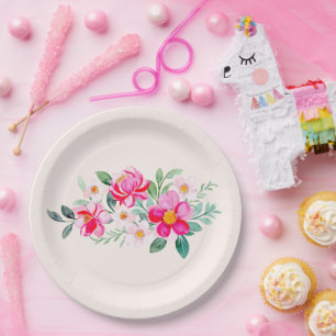 roze bloemkool papieren bordje