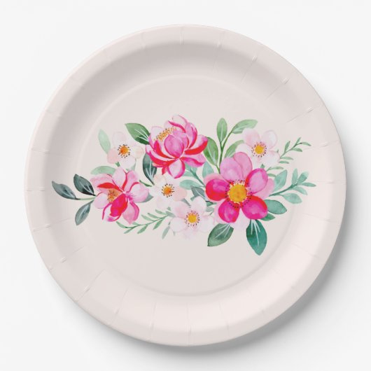  roze bloemkool papieren bordje (Voorkant)