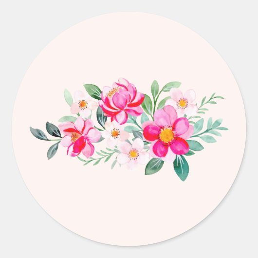  roze bloemkool ronde sticker (Voorkant)