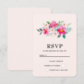  roze bloemkool RSVP kaartje (Voorkant / Achterkant)