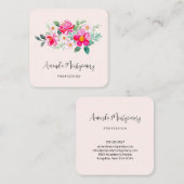  roze bloemkool vierkante visitekaartje (Voorkant / Achterkant)