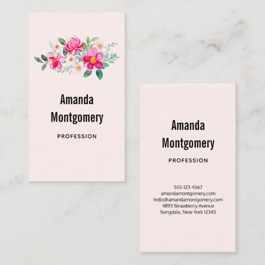 roze bloemkool visitekaartje (Voorkant / Achterkant)