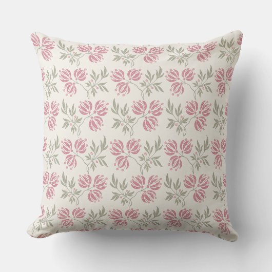  Roze Bloemkussen Botanisch Sierkussen (Voorkant)