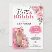 Roze Bloemlaarzen & Bubble Vrijgezellenfeest Kaart (Voorkant)