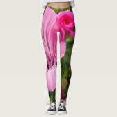 Roze bloemleggings met ochtenddauw leggings (Voorkant)
