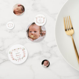 Roze bloemlijst Doop Tafel Decoratie Confetti
