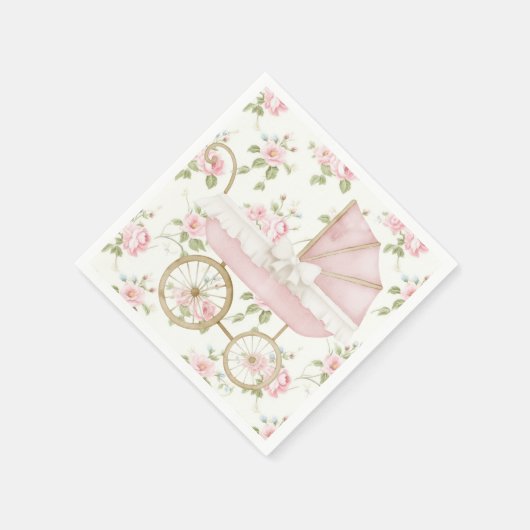 Roze Bloemlint Baby shower Servet (Hoek)
