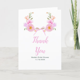 Roze Bloemlint Vrijgezellenfeest Bedankkaart