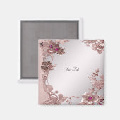 Roze Bloemmagneet Magneet (Voorkant / Achterkant)