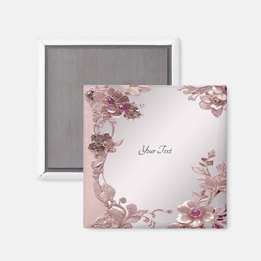 Roze Bloemmagneet Magneet (Voorkant / Achterkant)