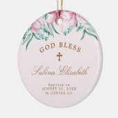 Roze bloemmeisje baptisme gepersonaliseerd God zeg Keramisch Ornament (Links)