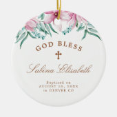 Roze bloemmeisje baptisme gepersonaliseerd God zeg Keramisch Ornament (Voorkant)