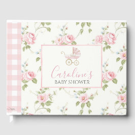 Roze Bloemmeisje Preppy Southern Baby shower Gastenboek