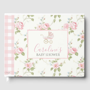 Roze Bloemmeisje Preppy Southern Baby shower Gastenboek
