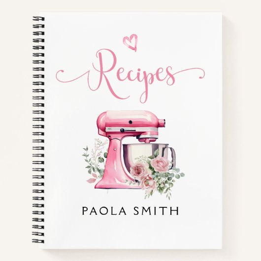Roze Bloemmenger gepersonaliseerd recept Notitieboek (Voorkant)