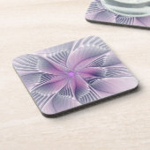 roze bloemmoderne Abstracte fractal kunst Bier Onderzetter (Linkerzijde)