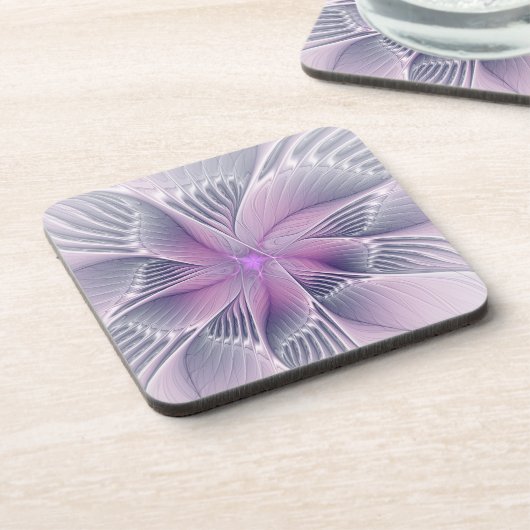  roze bloemmoderne Abstracte fractal kunst Bier Onderzetter (Linkerzijde)