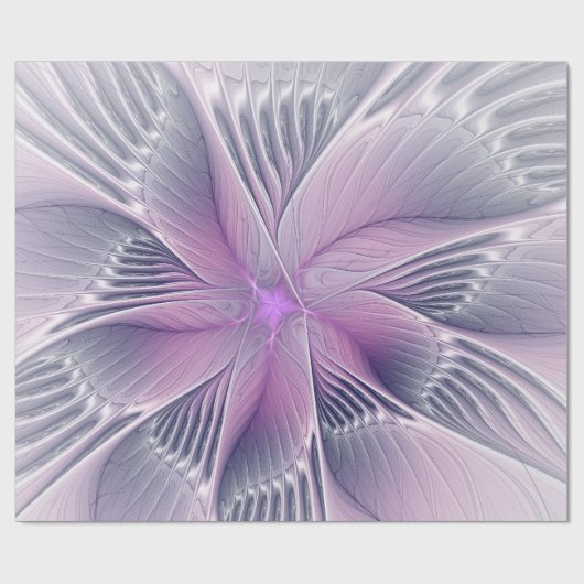 roze bloemmoderne Abstracte fractal kunst Cadeaupapier (Vlak)