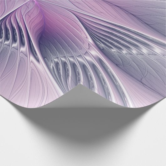 roze bloemmoderne Abstracte fractal kunst Cadeaupapier (Hoek)