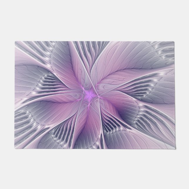  roze bloemmoderne Abstracte fractal kunst Deurmat (Voorkant)