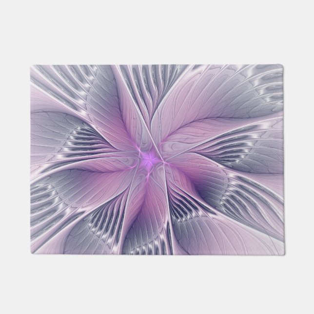  roze bloemmoderne Abstracte fractal kunst Deurmat (Voorkant)