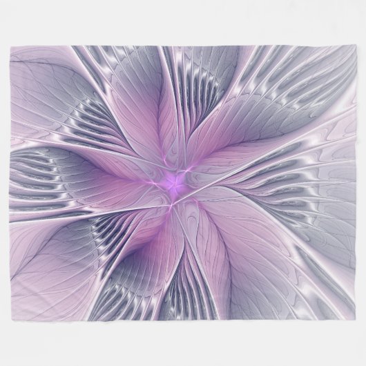  roze bloemmoderne Abstracte fractal kunst Fleece Deken (Voorkant (Horizontaal))