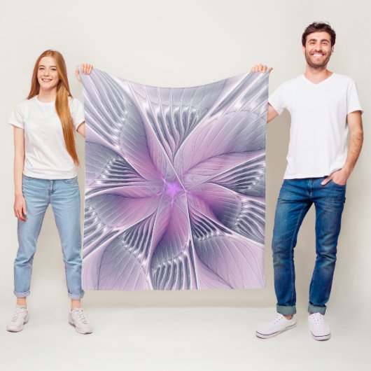  roze bloemmoderne Abstracte fractal kunst Fleece Deken (In situ)