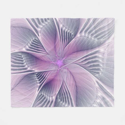  roze bloemmoderne Abstracte fractal kunst Fleece Deken (Voorkant (Horizontaal))